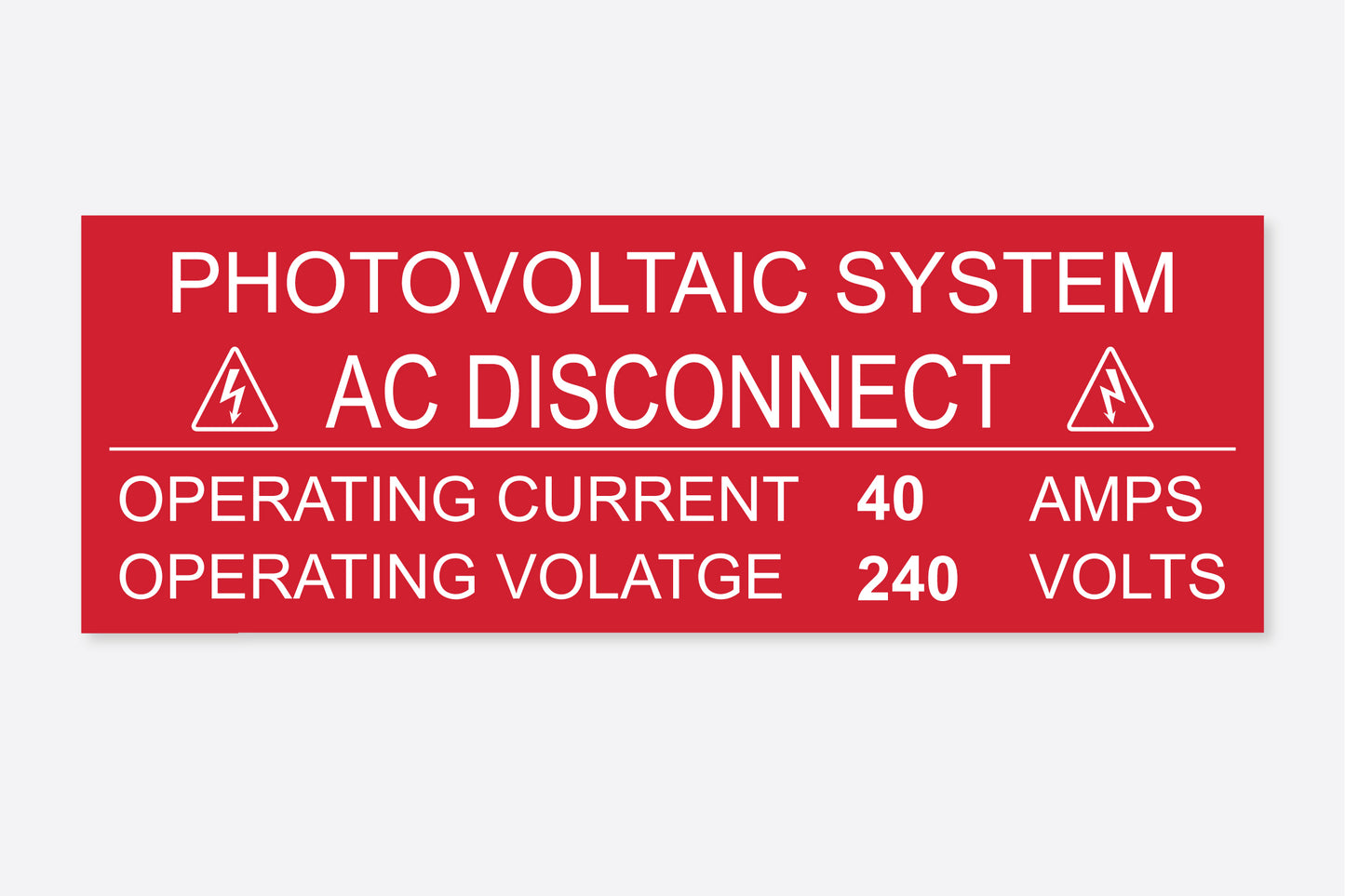 AC Disconnect | Solar Placard