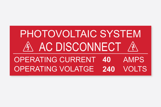AC Disconnect | Solar Placard