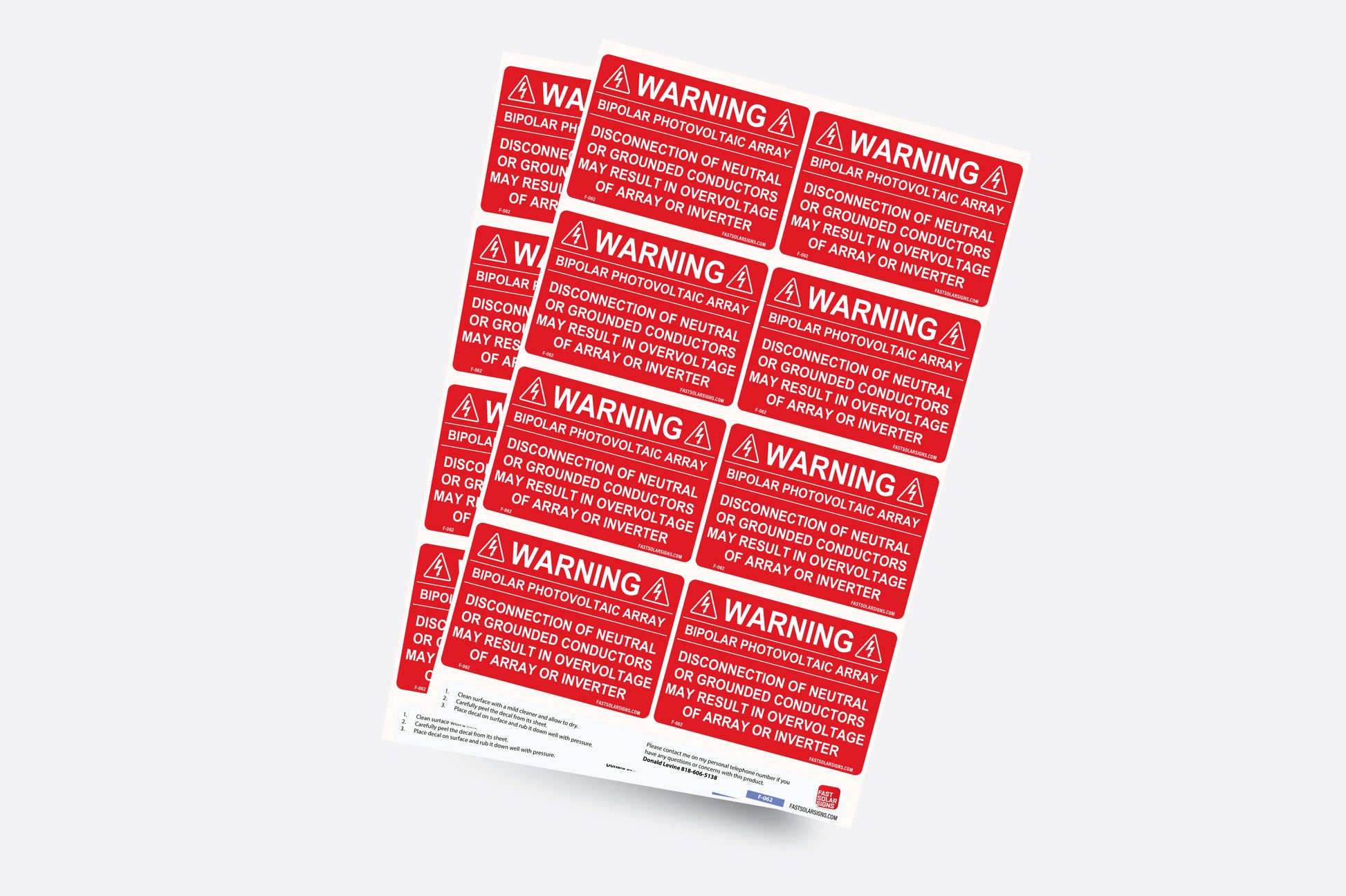 pv labels Warning: Bipolar Photovoltaic Array
Disconnecton of neutral or grounded conductors may result in overvoltge of array or inverter