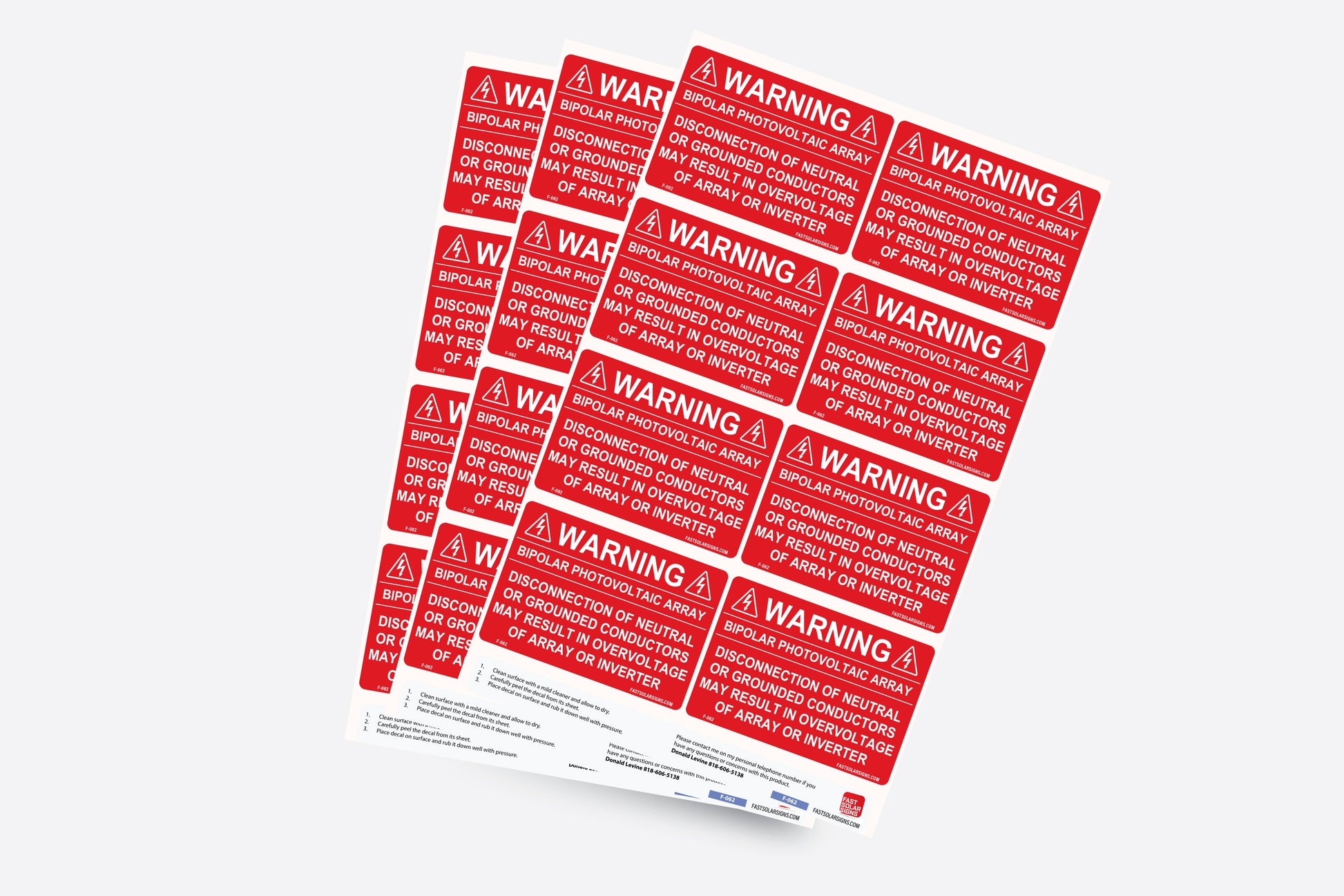 pv labels Warning: Bipolar Photovoltaic Array
Disconnecton of neutral or grounded conductors may result in overvoltge of array or inverter