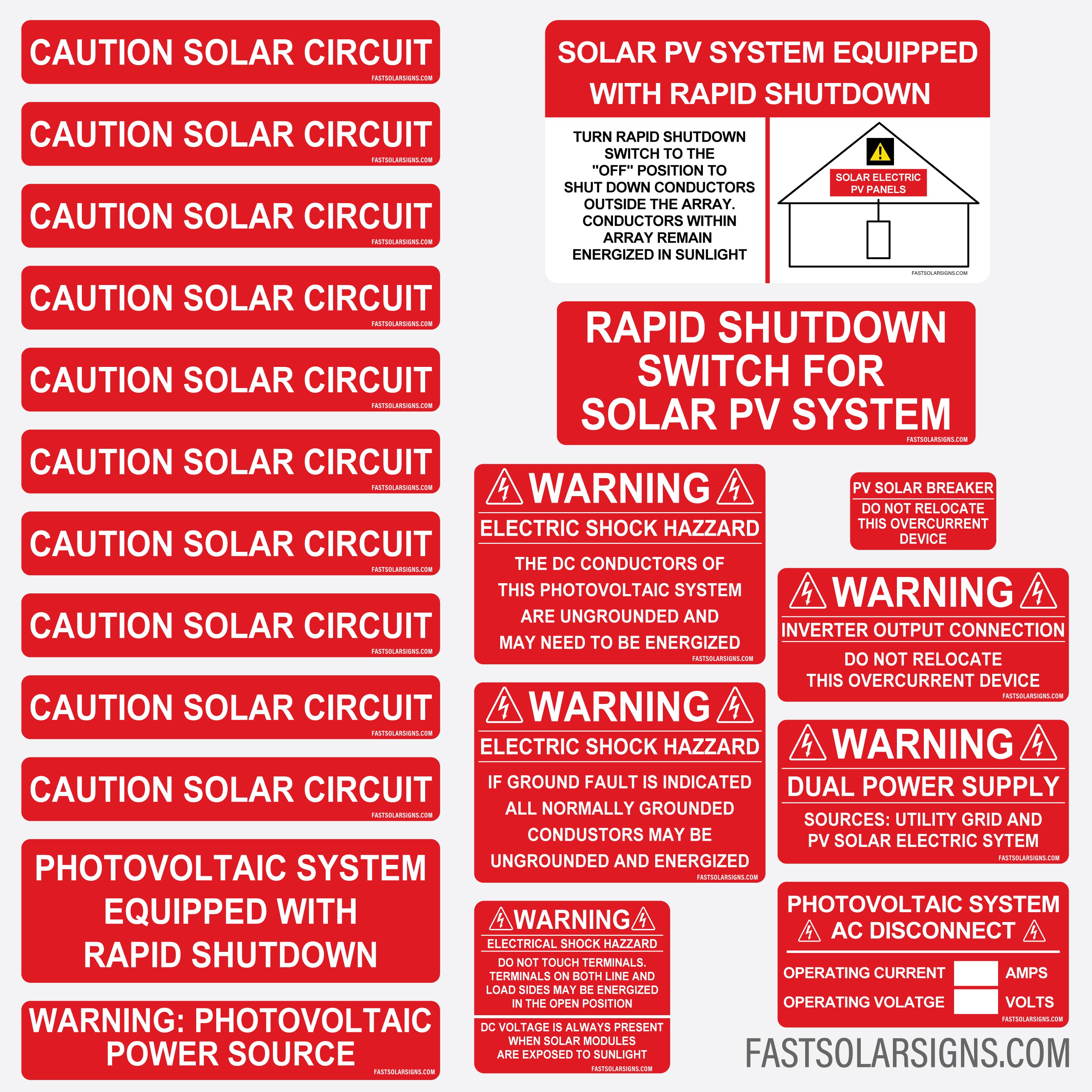 Photovoltaic (PV) Labels - 57 Piece Value Pack – fastsolarsigns