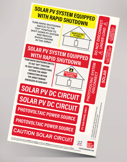 57 Pack of Labels | PV Labels