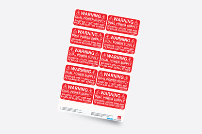 pv labels Warning: Dual Power Supply
Sources: Utility Grid and PV Solar Electric System