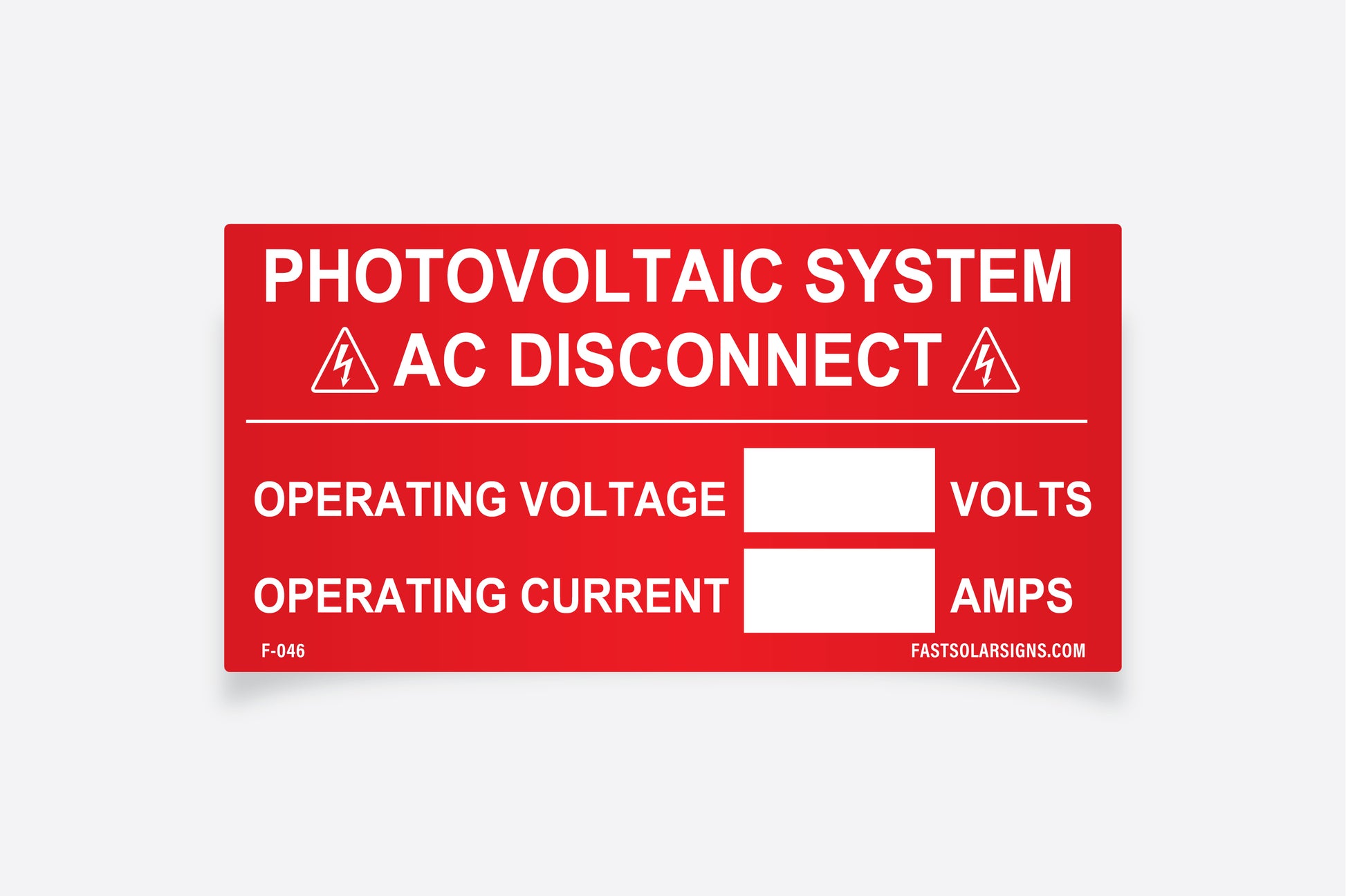 Photovoltaic System AC Disconnect
Operating Voltage, Operating Current