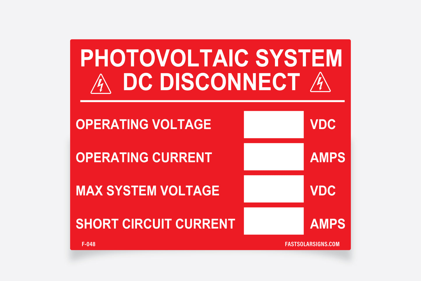 Photovoltaic System DC Disconnect
Operating voltage, operating current, max system voltage, short circuit current