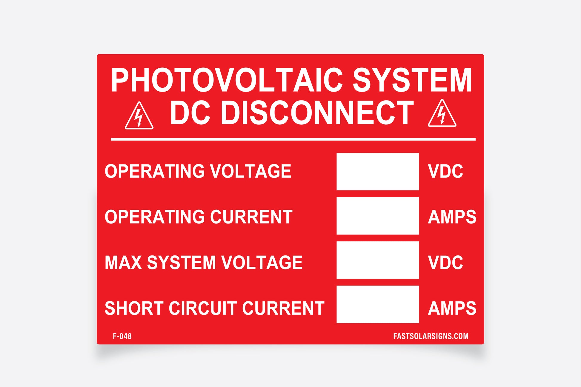 Photovoltaic System DC Disconnect
Operating voltage, operating current, max system voltage, short circuit current