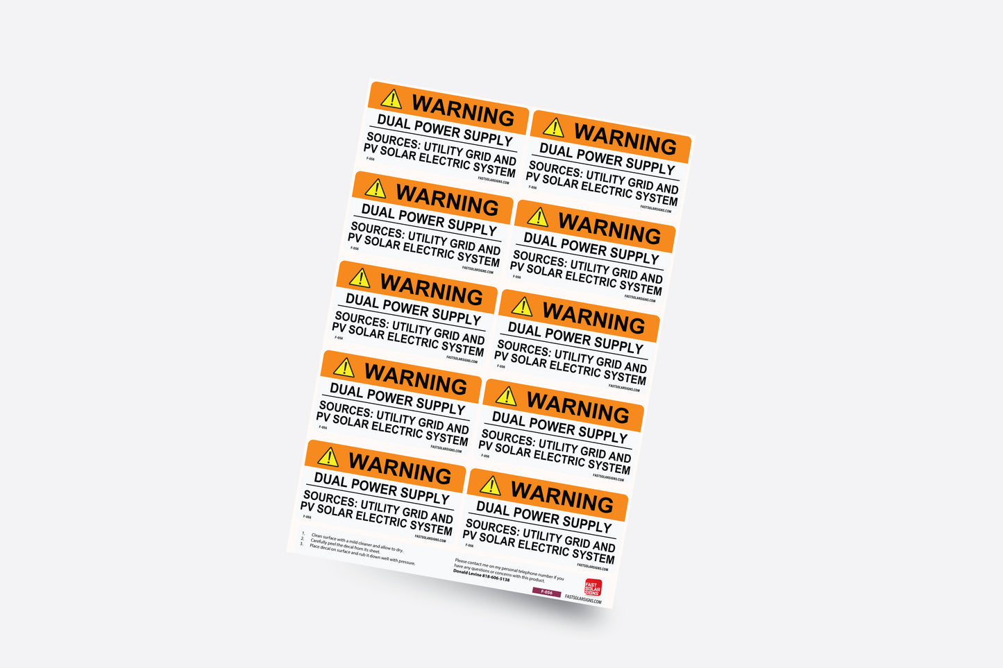 F-056 - Warning Dual Power Supply