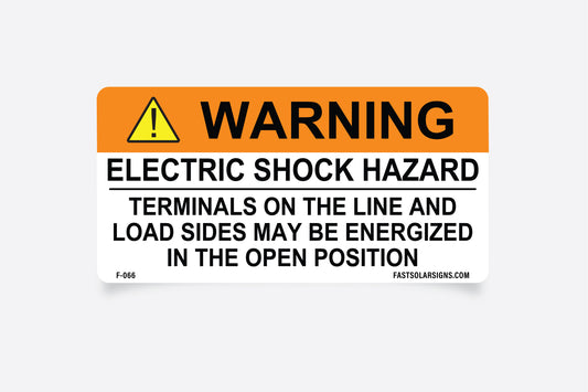 F-066 - Warning Electric Shock Hazard Terminals May Be Energized