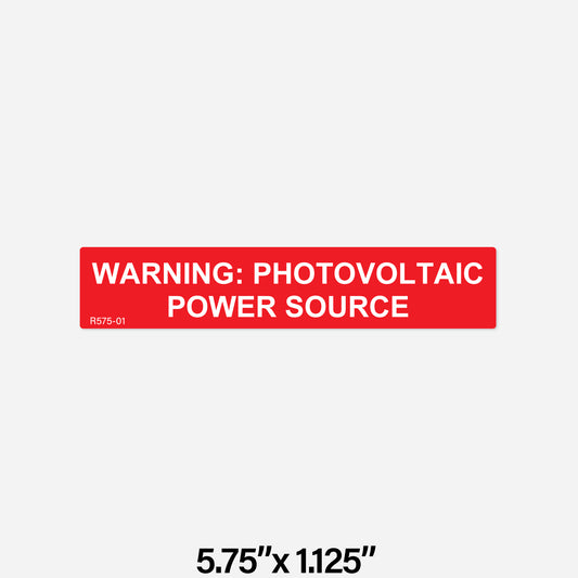 R575-01 Label | Warning Photovoltaic Power Source | PV Label