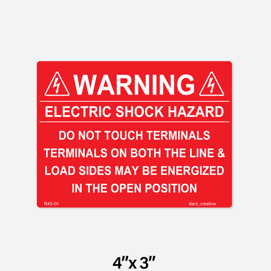 R43-01 Label | Warning Electric Shock Hazard | PV Label