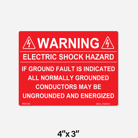R43-02 Label | Warning Electric Shock Hazard | PV Label